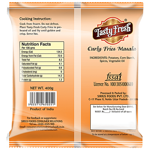 Tasty Fresh Curly Fries Masala, 400 g  