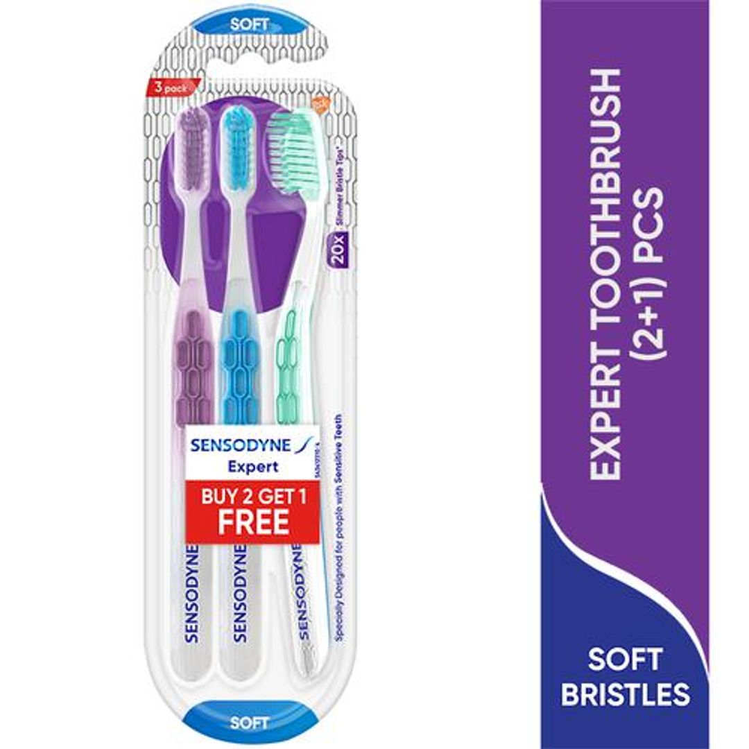 Sensodyne Expert Toothbrush - With 20x Slimmer & Soft Cross-Active Bristles, 3 pcs 