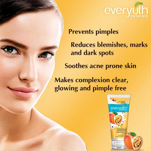 Everyuth Naturals Hydrating & Exfoliating Walnut Apricot Scrub, No Harmful Chemicals, 50 g Tube 