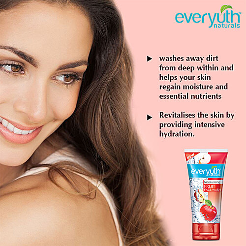 Everyuth Naturals Moisturising Fruit Face Wash, 150 g Tube 100% Soap Free, No Harmful Chemicals