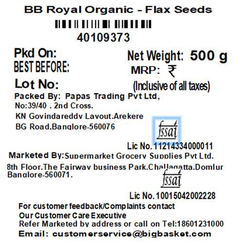 BB Royal Organic - Flax Seeds, 500 g  