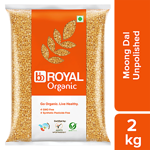 bb Royal Organic - Moong Dal, Unpolished, 2 kg  
