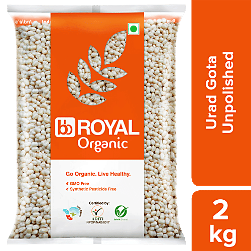 bb Royal Organic - Urad Whole (Gota), Unpolished/Uzhunnu Parippu, 2 kg