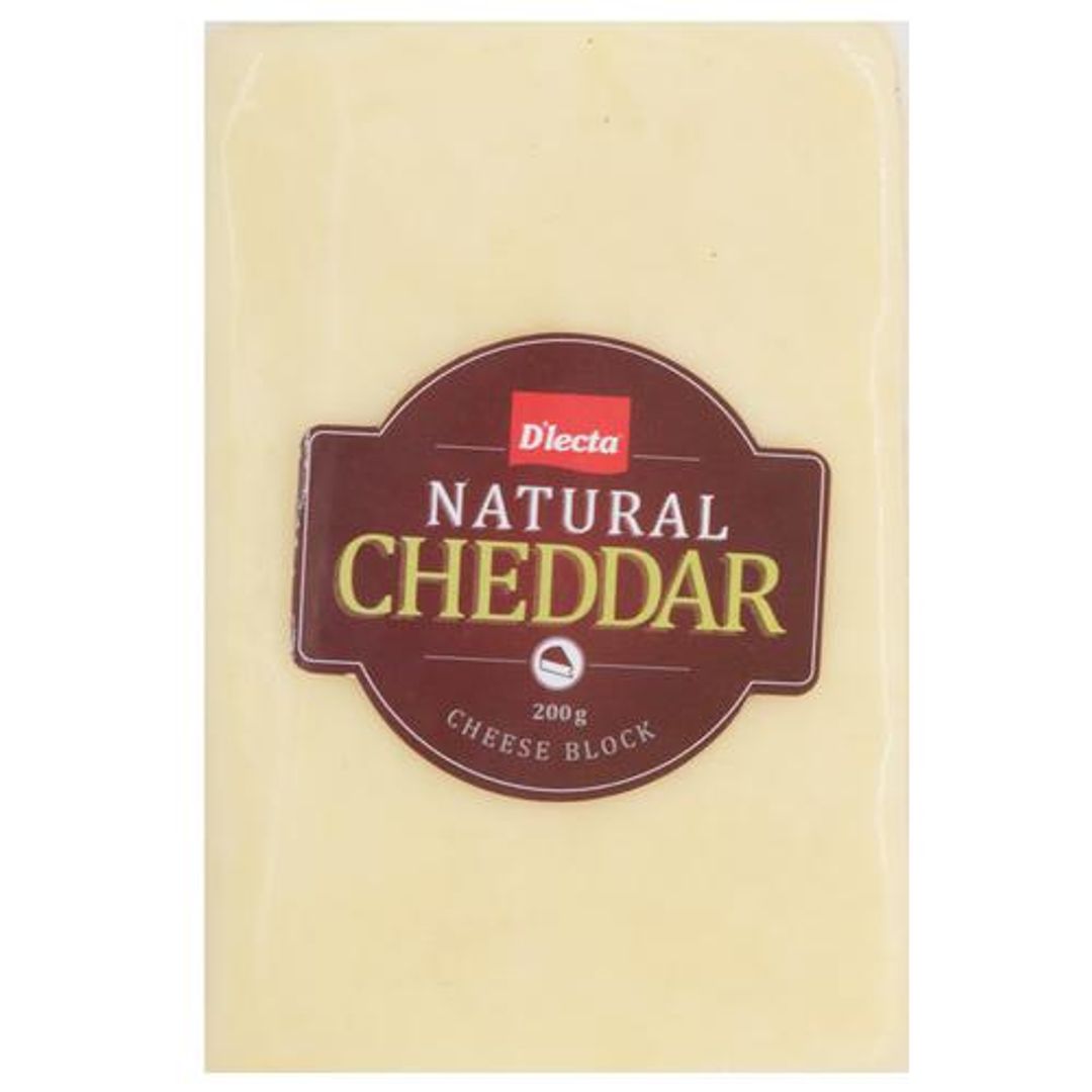 D'Lecta Natural Cheddar Cheese Block, 200 g Pouch