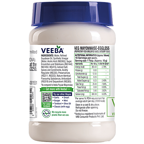 Veeba Eggless Veg Mayonnaise, 250 g  