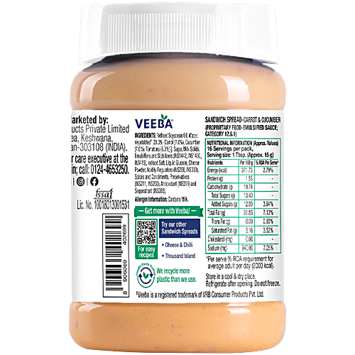 Veeba Carrot & Cucumber Sandwich Spread, 250 g  
