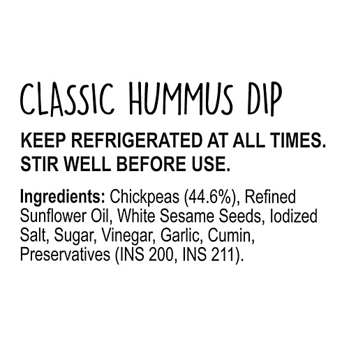 Wingreens Farms Classic Hummus Dip & Spread, 150 g Trans Fat Free