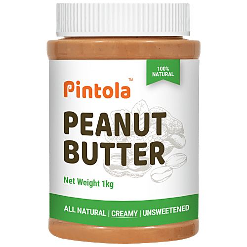 Pintola All Natural Peanut Butter - Unsweetened, Creamy, 1 kg  