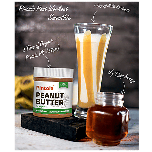 Pintola All Natural Peanut Butter - Unsweetened, Crunchy, 1 kg  