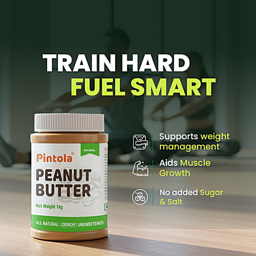 Pintola Peanut Butter - Crunchy, Unsweetened, 1 kg  