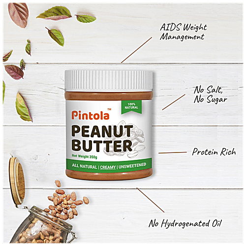Pintola All Natural Peanut Butter - Unsweetened, Crunchy, 1 kg  
