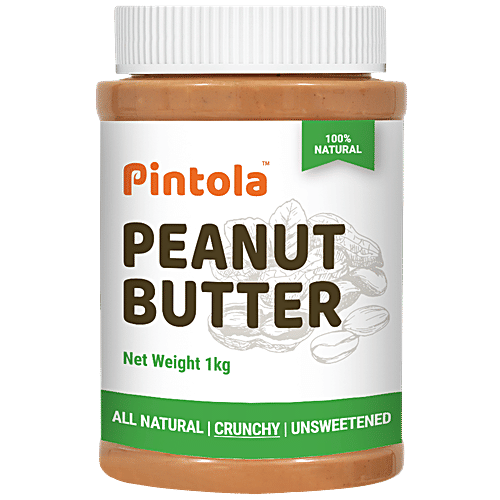 Pintola All Natural Peanut Butter - Unsweetened, Crunchy, 1 kg  