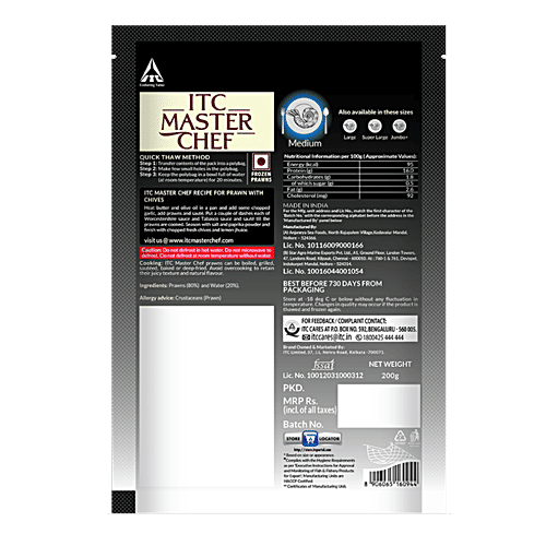 ITC Master Chef Prawns - Medium, Peeled & Deveined, 200 g  