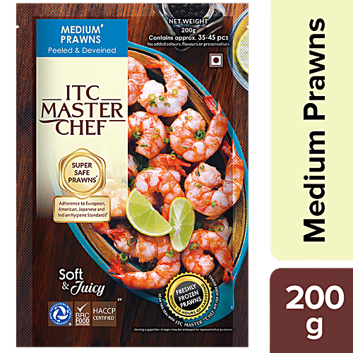 ITC Master Chef Prawns - Medium, Peeled & Deveined, 200 g  