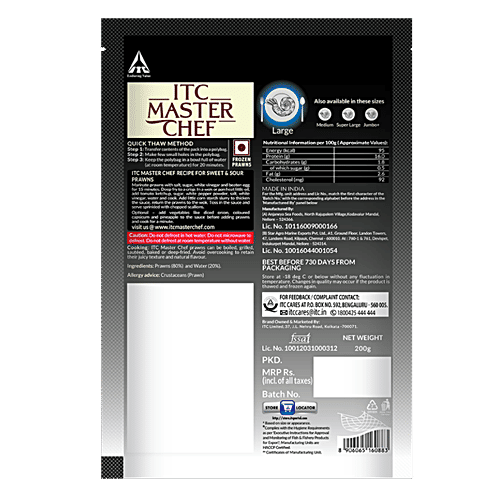 ITC Master Chef Prawns - Large, Peeled & Deveined, 200 g  