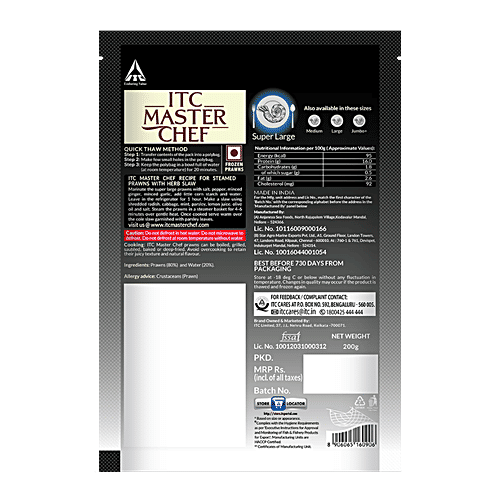 ITC Master Chef Prawns - Super Large, Peeled & Deveined, 200 g  