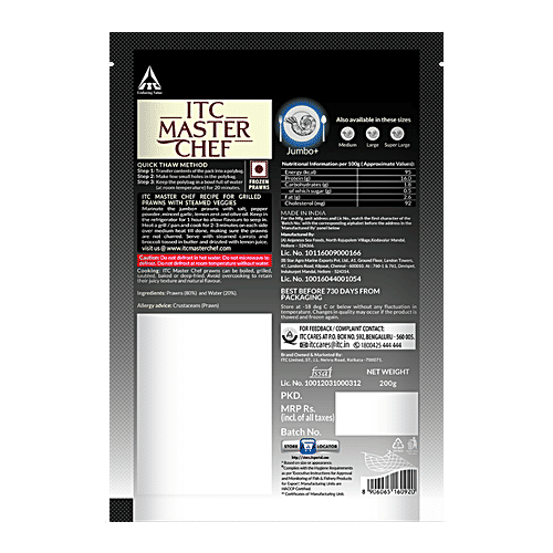 ITC Master Chef Prawns - Jumbo, Peeled & Deveined, 200 g  