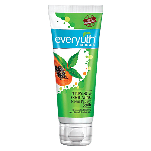 Everyuth Naturals Purifying & Exfoliating Face Scrub - Neem Papaya, No Harmful Chemicals, 100 g Tube No Harmful Chemicals