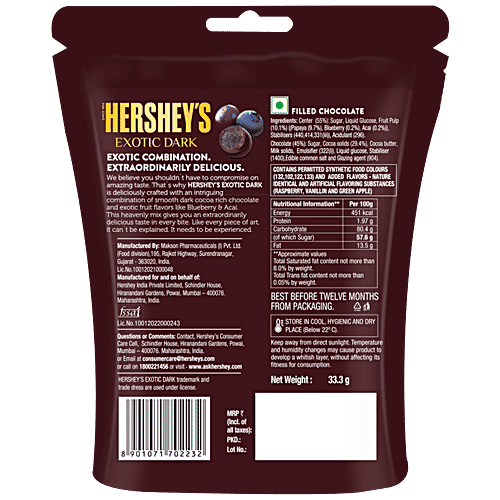 Hersheys  Exotic Dark Chocolate Blueberry & Acai, 33.3 g  