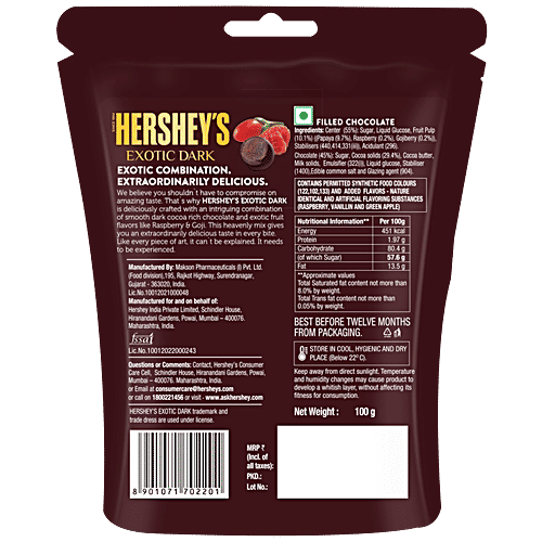 Hersheys  Exotic Dark Chocolate Raspberry & Goji, 100 g  