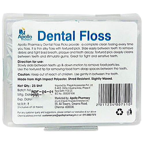 Buy Apollo Pharmacy Dental Floss Picks 25 Pcs Online At Best Price