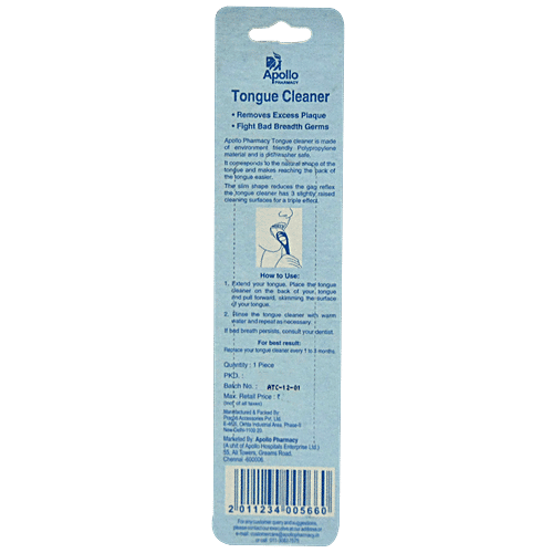 Buy Apollo Pharmacy Tongue Cleaner With 3 Cleaning Edges 1 Pc Online At