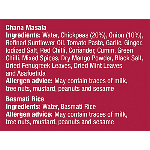 MTR Minute Meals - Chana Masala & Basmati Rice Combo, 375 g  No Added Preservatives