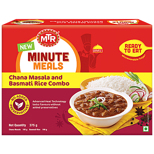 MTR Minute Meals - Chana Masala & Basmati Rice Combo, 375 g  No Added Preservatives