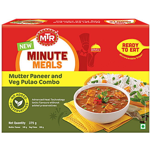 MTR Minute Meals - Muttar Paneer & Veg Pulao Combo, 375 g  