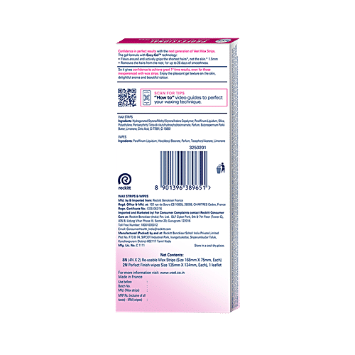 Buy Veet Professional Waxing Strips Kit for Normal Skin, 8 Strips Gel Wax Hair Removal for Women