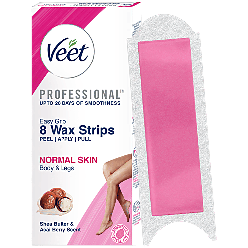 Veet Professional Waxing Strips Kit - For Normal Skin, 8 pcs  