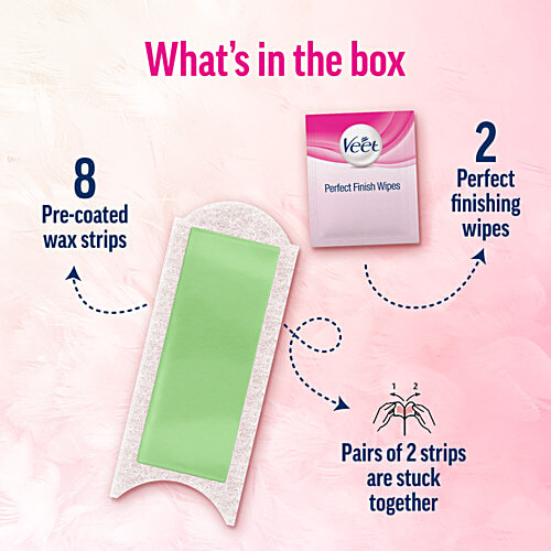 Veet Professional Waxing Strips Kit - For Dry Skin, 8 pcs  