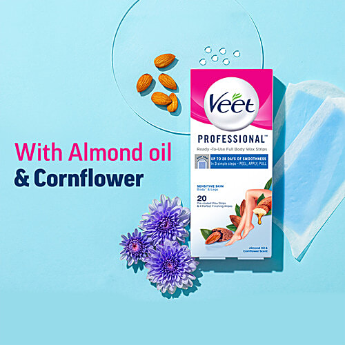 Buy Veet Professional Waxing Strips Kit for Sensitive Skin, 8 Strips