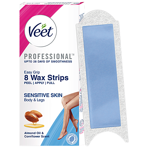 Veet Professional Waxing Strips Kit - For Sensitive Skin, 8 pcs  