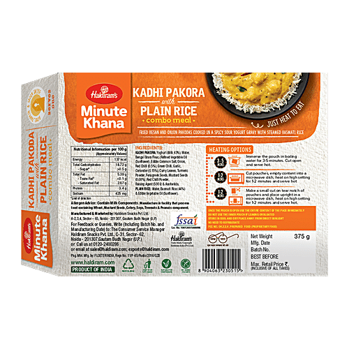 Haldiram's Ready To Eat - Kadhi Pakoda With Plain Rice, 375 g  Natural, No Added Preservatives
