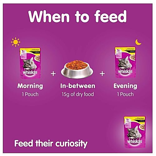 Whiskas Wet Cat Food - Chicken In Gravy, For Adult Cats, +1 Year, 85 g (Pack of 6) 