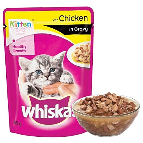 Whiskas Wet Cat Food - Chicken In Gravy For Kittens, 2-12 Months, 85 g (Pack of 6) 