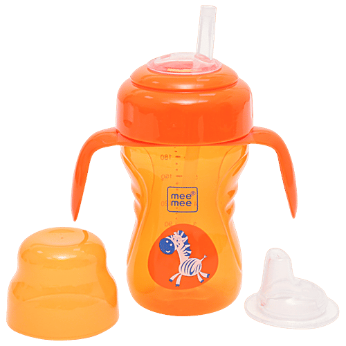 Mee Mee Baby 2-In-1 Spout & Straw Sipper Cup - Orange, 210 ml  
