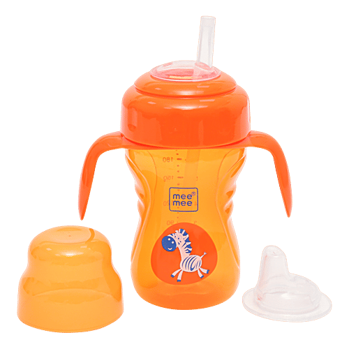 Mee Mee Baby 2-In-1 Spout & Straw Sipper Cup - Orange, 210 ml  