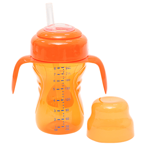 Mee Mee Baby 2-In-1 Spout & Straw Sipper Cup - Orange, 210 ml  
