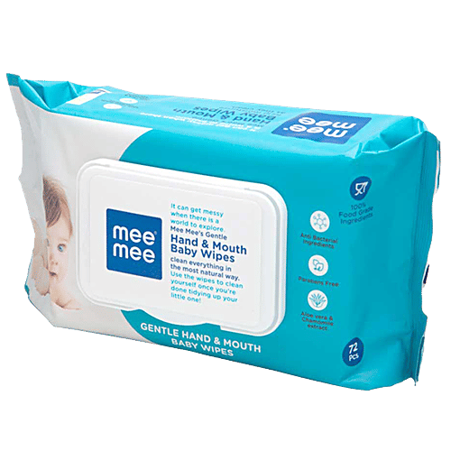 Mee Mee Baby Wipes - Gentle Hand & Mouth, White, 72 pcs  Paraben Free