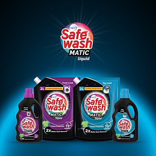 Safewash Top Load Matic Premium Liquid Detergent, 1.5 L (Get 500 ml Free) With Colour Protect Technology, 2X Stain Removal