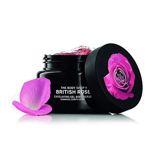 The Body Shop Body Scrub - British Rose Exfoliating Gel, 250 ml Bottle 