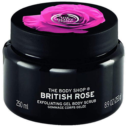 The Body Shop Body Scrub - British Rose Exfoliating Gel, 250 ml Bottle 