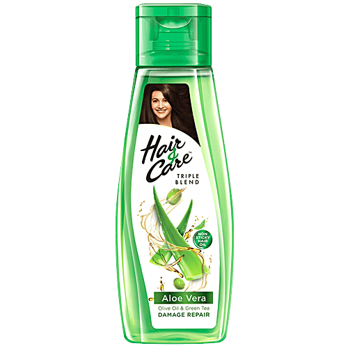 Hair & Care Triple Blend Non-sticky Hair Oil - For Damage Repair, Aloe Vera, Olive Oil & Green Tea, Classic Fragrance, 500 ml  Classic Fragrance