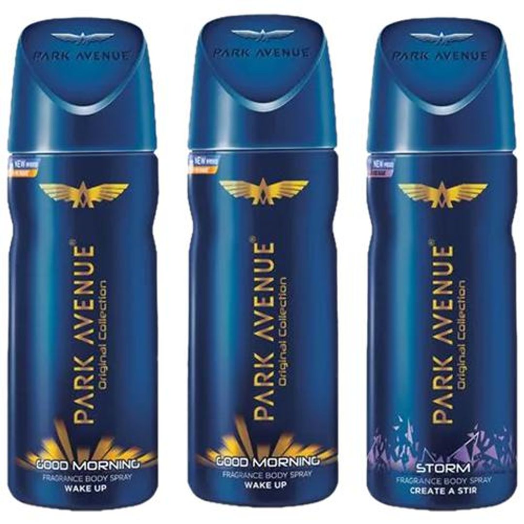 Park Avenue Fragrance Body Spray - 2 Good Morning & 1 Storm, 150 ml (Buy 2 Get 1 Free)