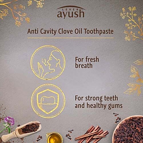 Lever Ayush Anti-Cavity Natural Ayurvedic Clove Oil Toothpaste, 150 g  