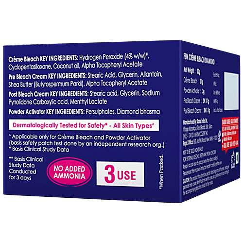 Fem Diamond Sparkling Shine Creme Bleach - For All Skin Types, No Added Ammonia, 30 g  No Added Ammonia