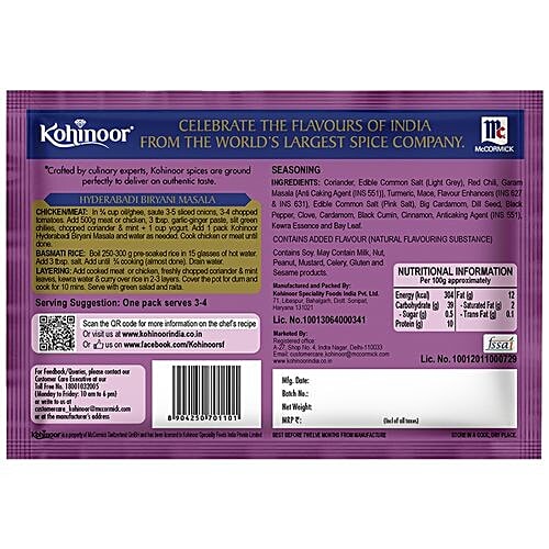 Kohinoor Ready Masala - Hyderabadi Biryani, 15 g  