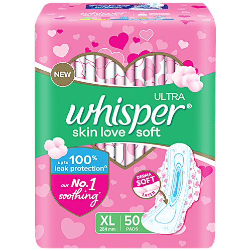 Whisper Ultra Skin Love Soft Sanitary Pads - XL, 50 pcs  